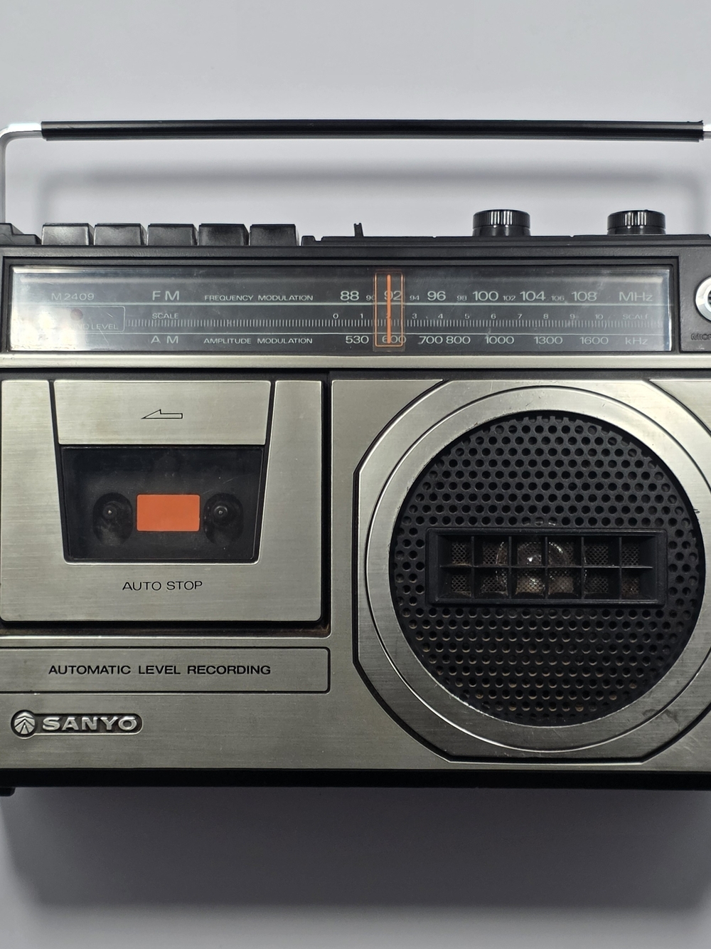 Vintage Sanyo M2409 PortaPortable Boombox Stereo Cassette Player - Silver/Black